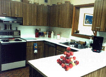 Kitchen counters and apples